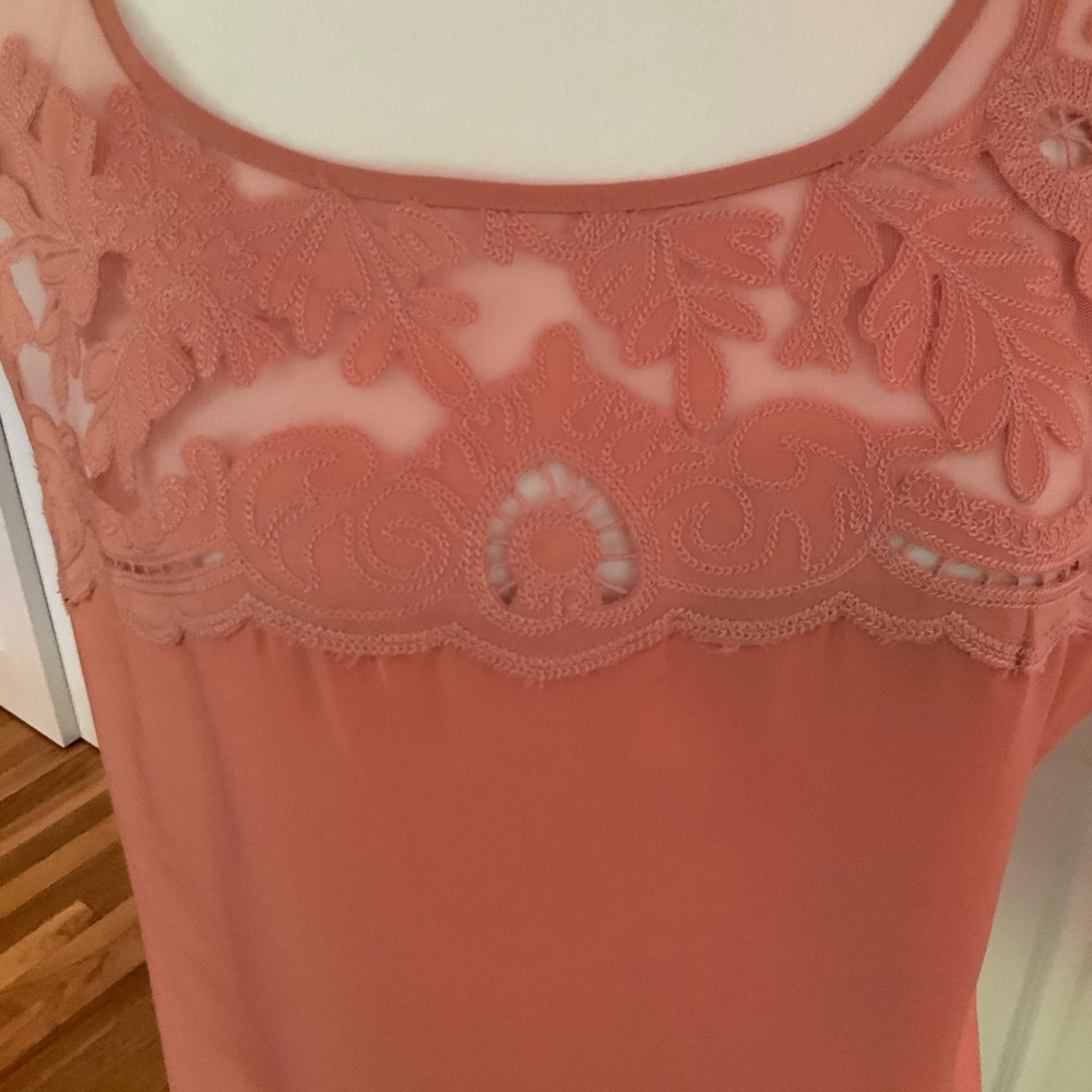Lace Detail Coral Top